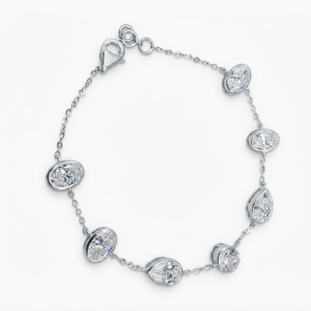 Oval, Pear & Round Diamond Bracelet | Lab Grown & IGI Certified view 3