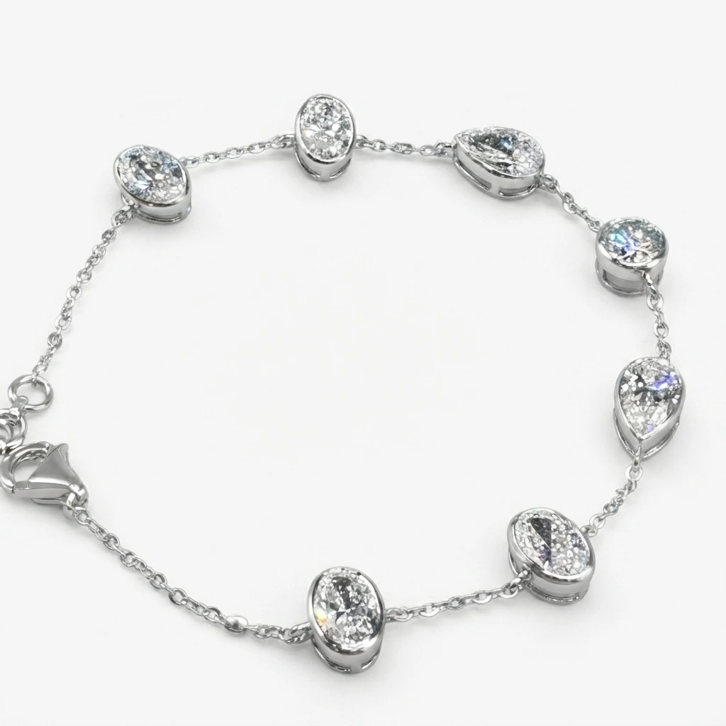 Oval, Pear & Round Diamond Bracelet | Lab Grown & IGI Certified view 5