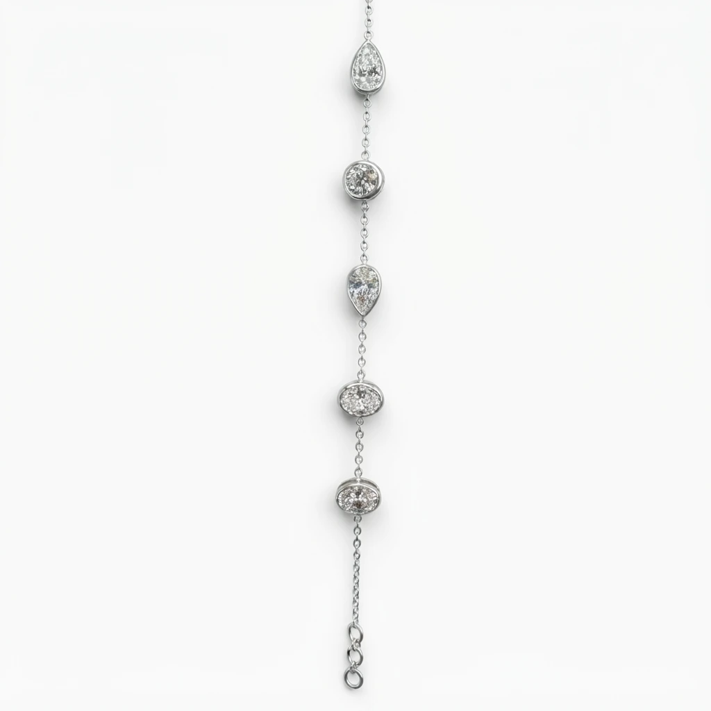Oval, Pear & Round Diamond Bracelet | Lab Grown & IGI Certified view 7