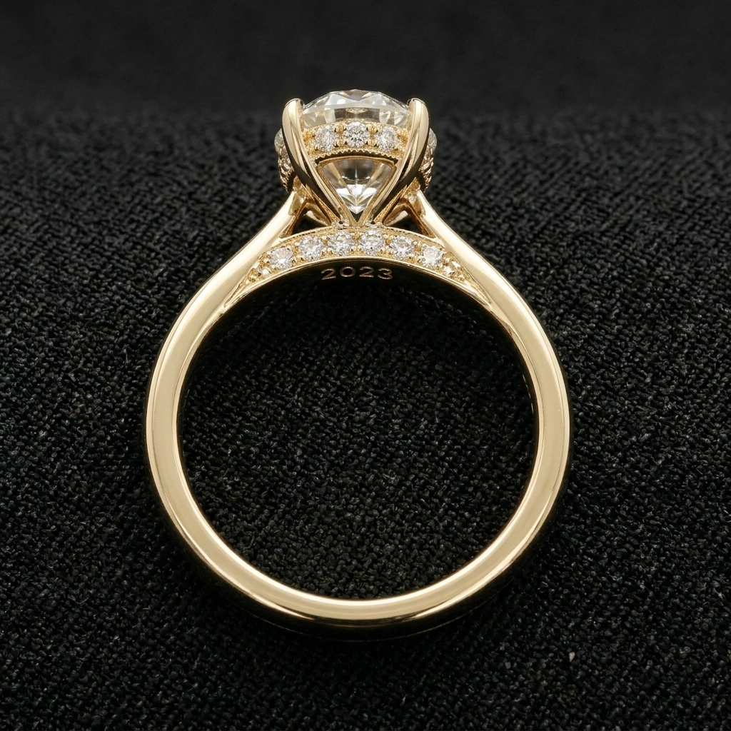 Oval Solitaire Diamond Ring in 18K Yellow Gold view 3