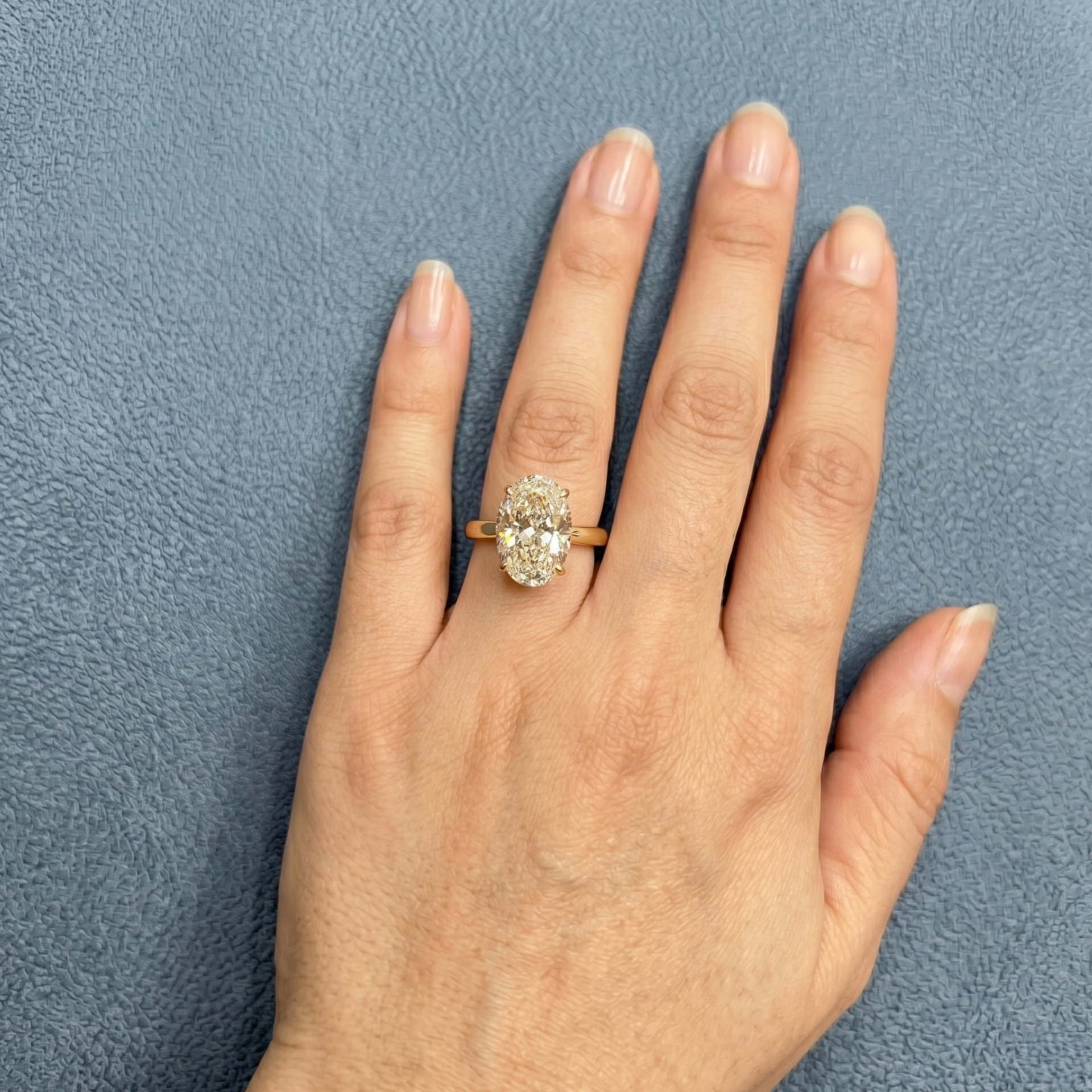 Oval Solitaire Diamond Ring in 18K Yellow Gold view 5