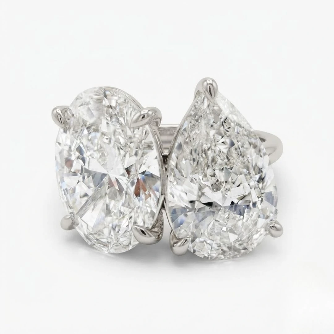 Pear & Oval Lab Grown Diamond Ring | PT950 Platinum | IGI Certified view 3