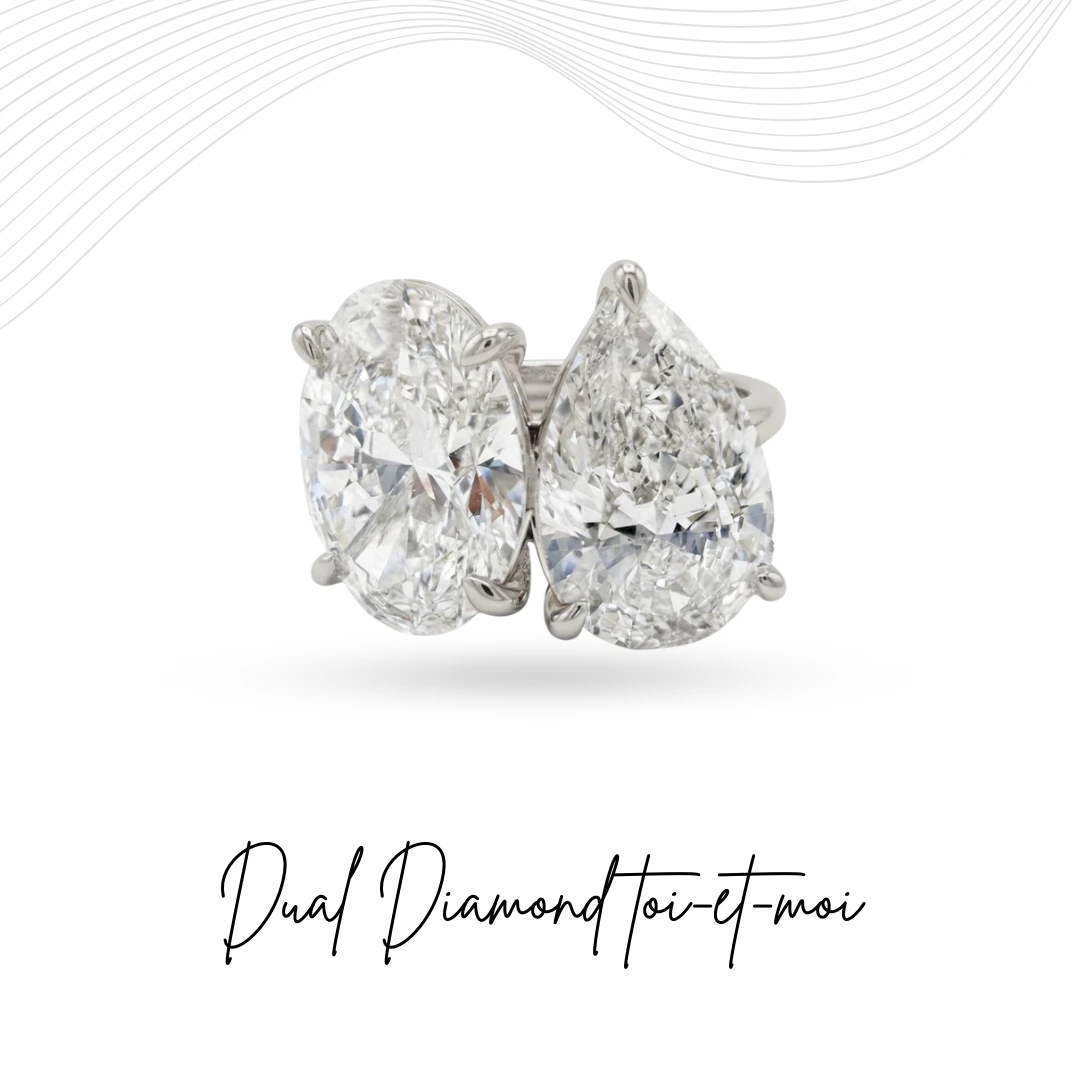 Pear & Oval Lab Grown Diamond Ring | White Gold | IGI Certified