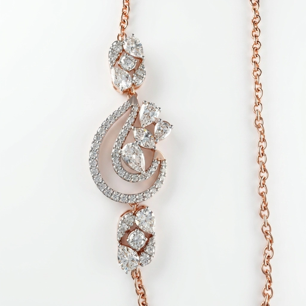 Pear & Round Diamond Necklace in Rose Gold | Lab Grown Diamonds view 3