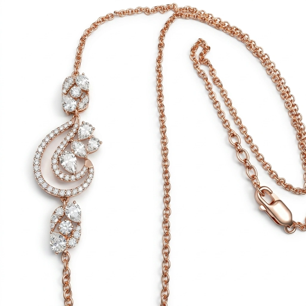 Pear & Round Diamond Necklace in Rose Gold | Lab Grown Diamonds view 4