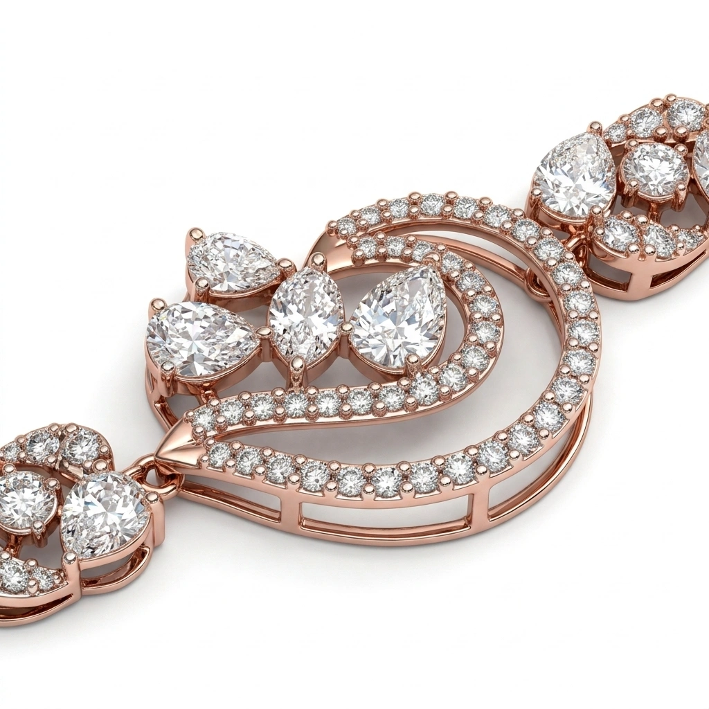 Pear & Round Diamond Necklace in Rose Gold | Lab Grown Diamonds view 5