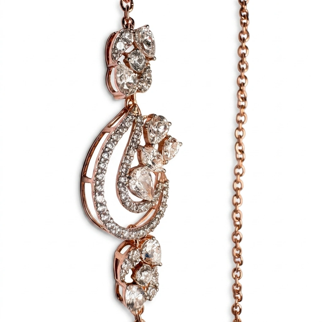 Pear & Round Diamond Necklace in Rose Gold | Lab Grown Diamonds view 6
