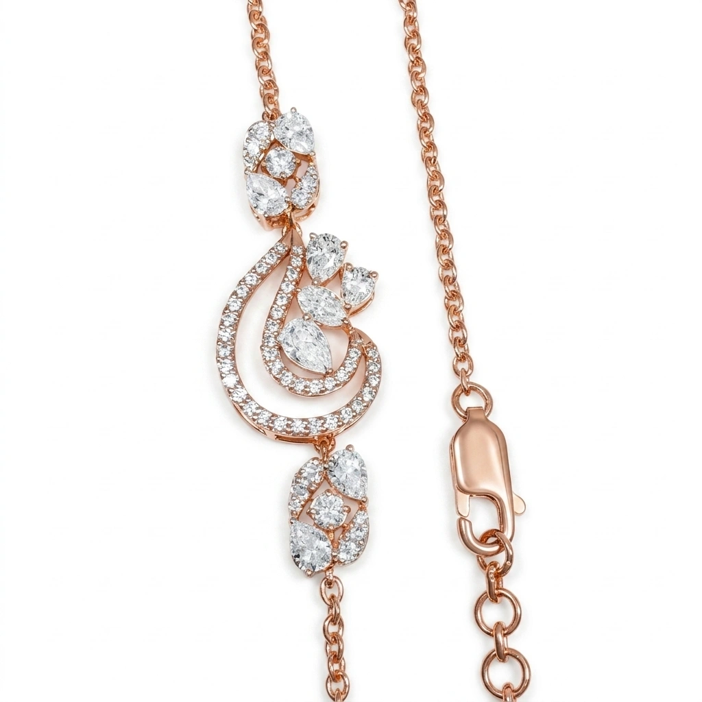 Pear & Round Diamond Necklace in Rose Gold | Lab Grown Diamonds view 7