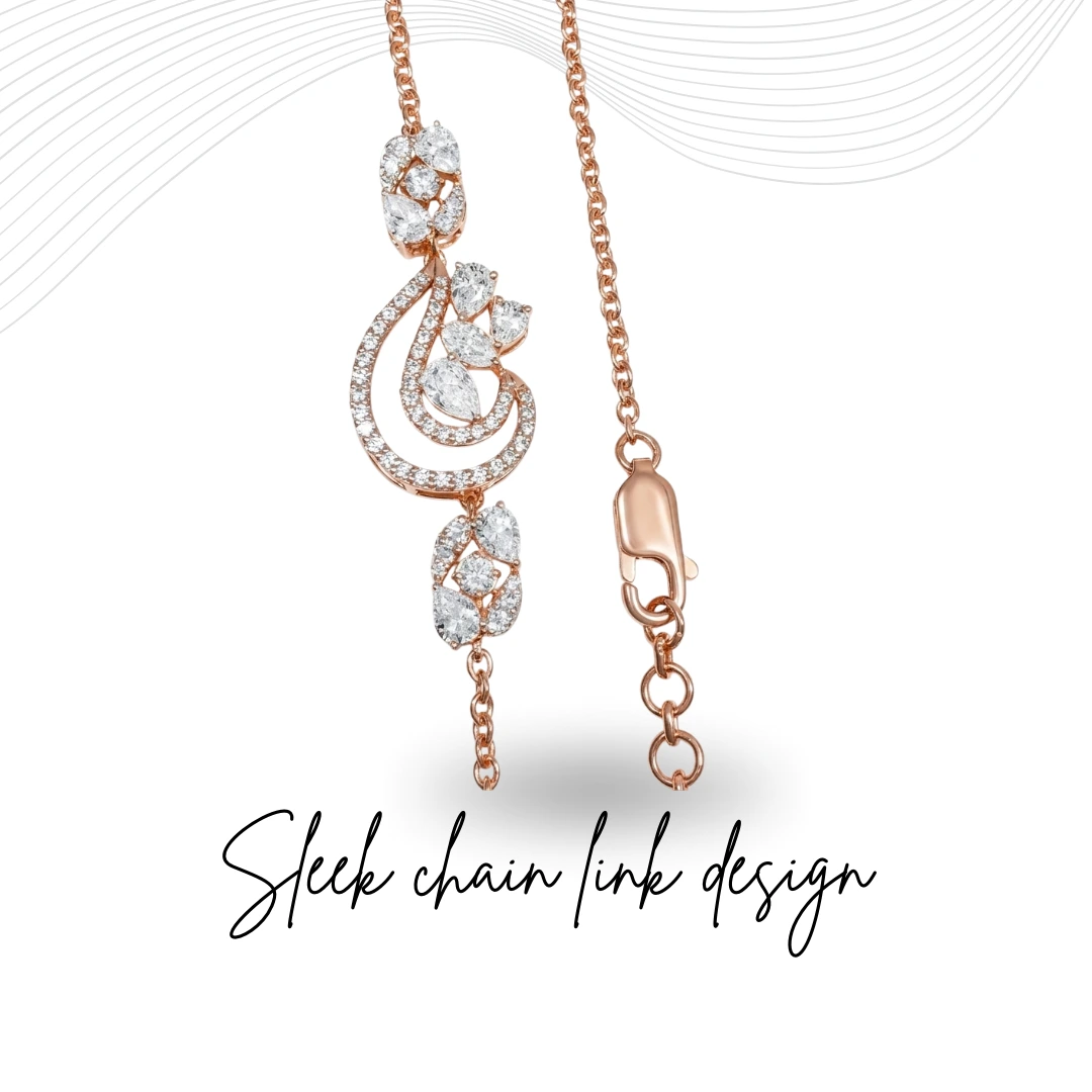 Pear & Round Diamond Necklace in Rose Gold | Lab Grown Diamonds
