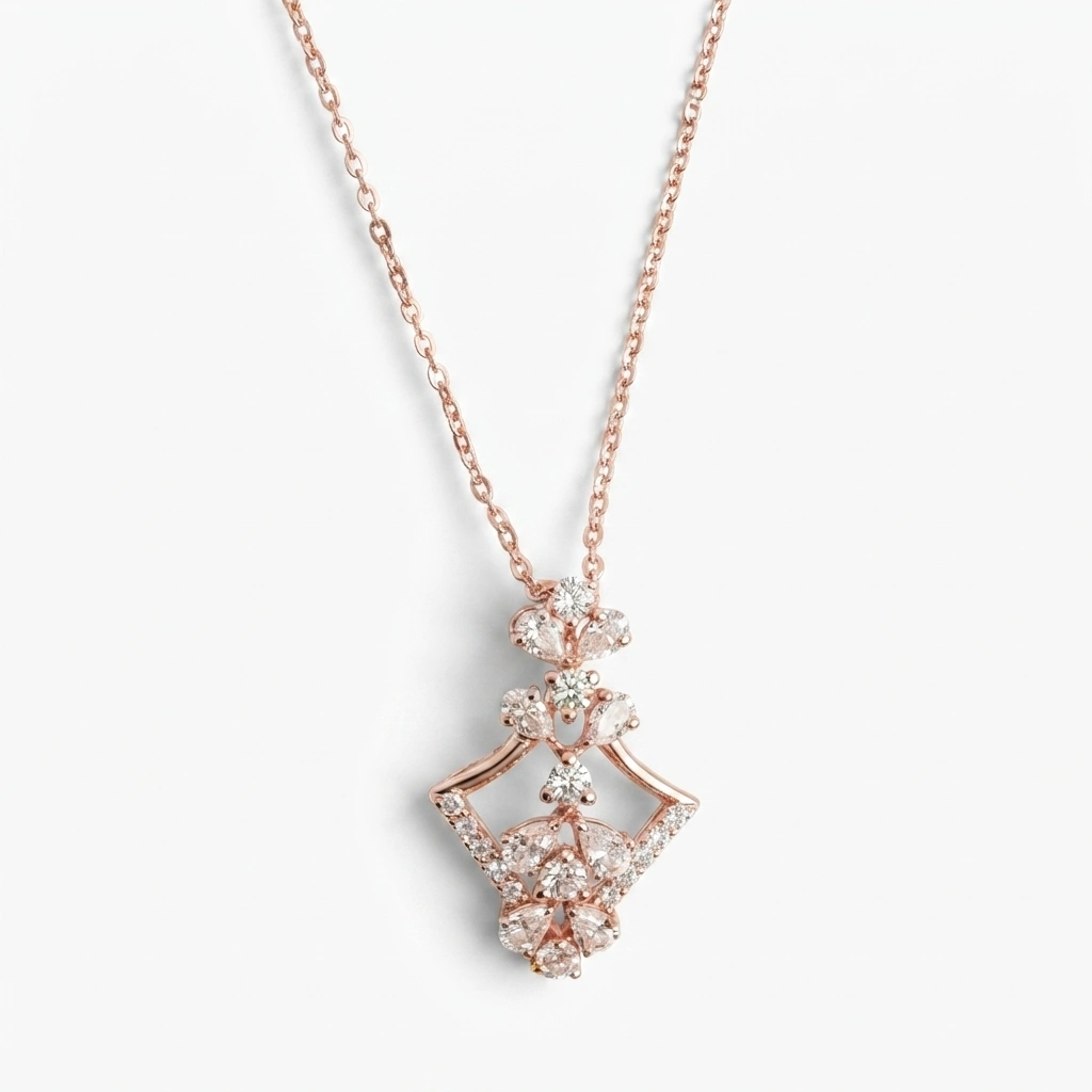 Pear & Round Diamond Rose Gold Pendant | Lab Grown Diamonds view 3