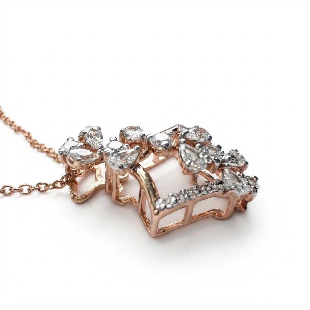 Pear & Round Diamond Rose Gold Pendant | Lab Grown Diamonds view 4