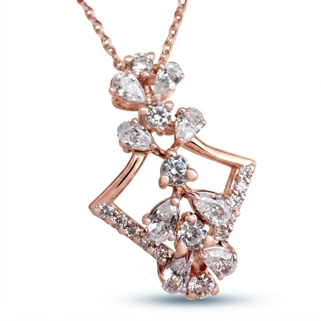 Pear & Round Diamond Rose Gold Pendant | Lab Grown Diamonds view 6