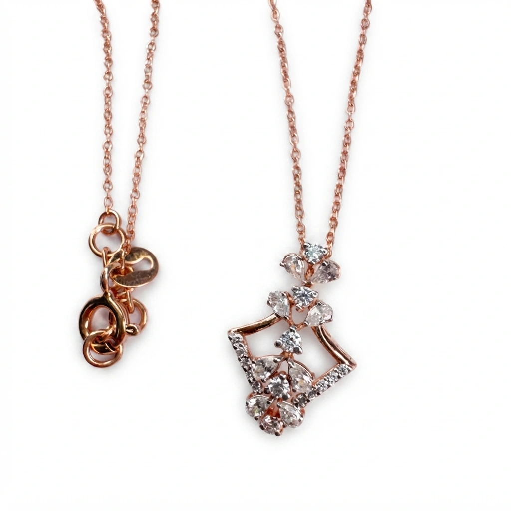 Pear & Round Diamond Rose Gold Pendant | Lab Grown Diamonds view 7