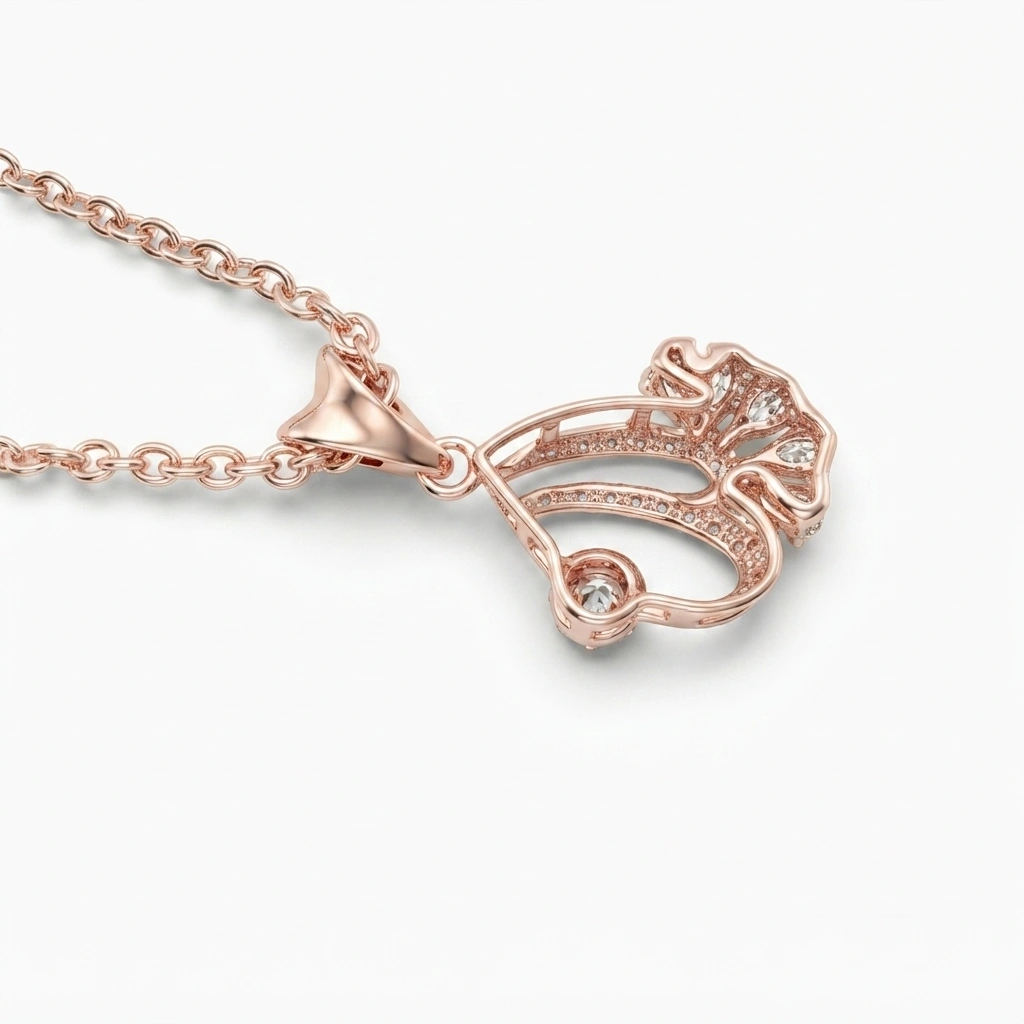 Pear & Round Diamond Rose Gold Pendant with Chain | Lab Grown Diamonds view 5