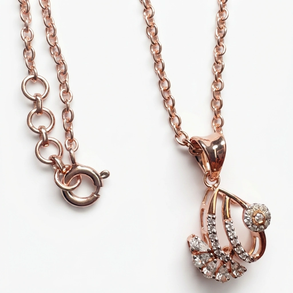 Pear & Round Diamond Rose Gold Pendant with Chain | Lab Grown Diamonds view 4