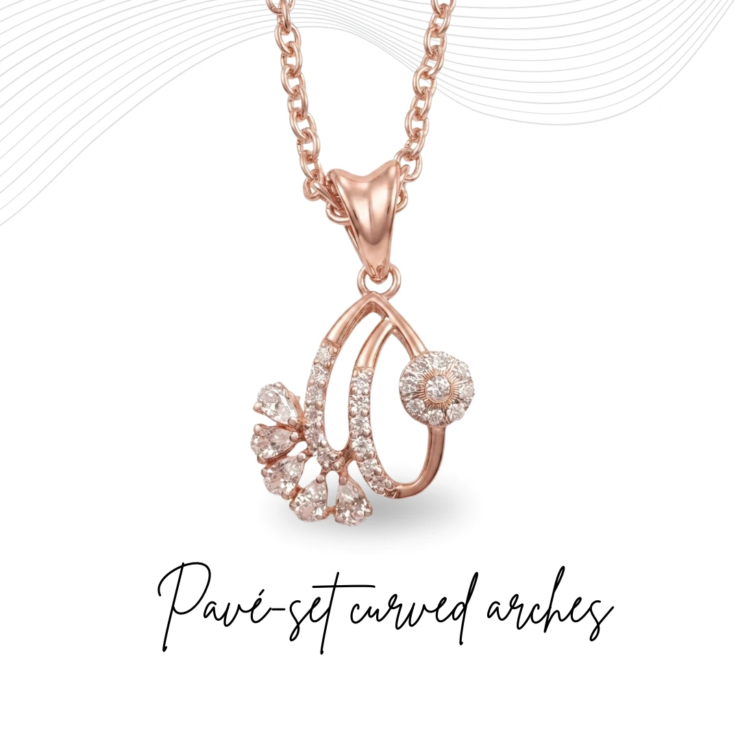 Pear & Round Diamond Rose Gold Pendant with Chain | Lab Grown Diamonds