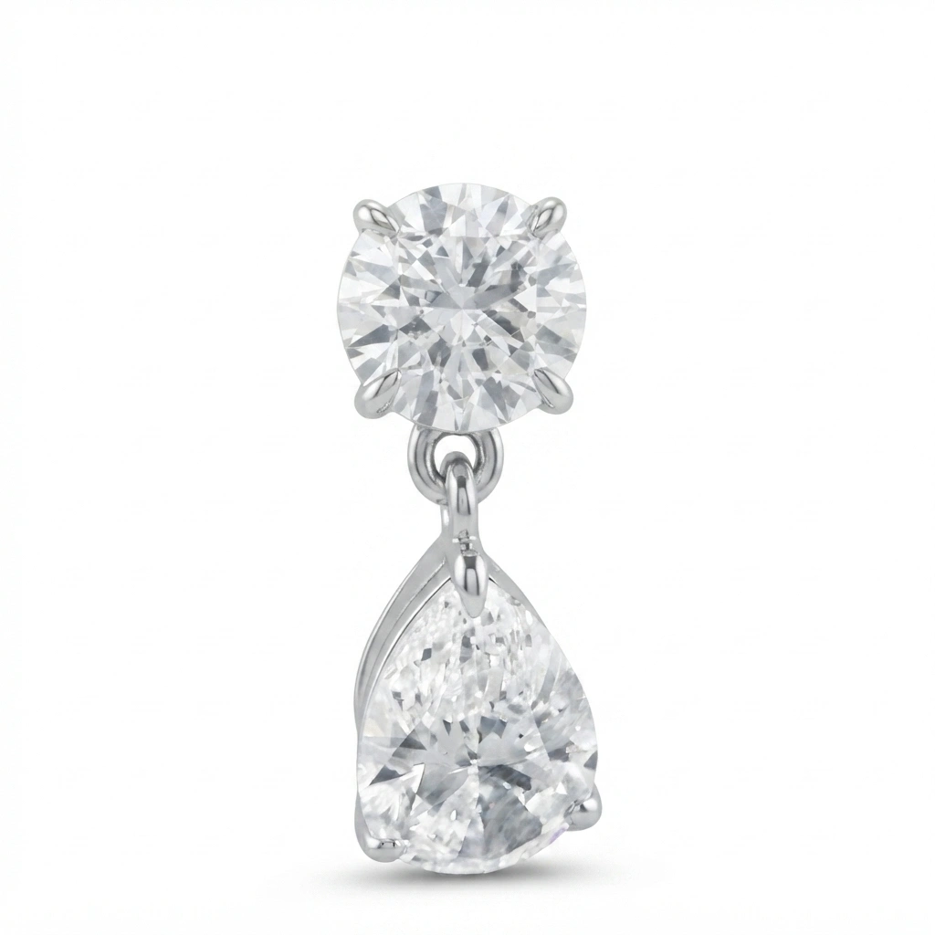 Pear & Round Lab Grown Diamond Earrings in PT950 Platinum for Women view 5