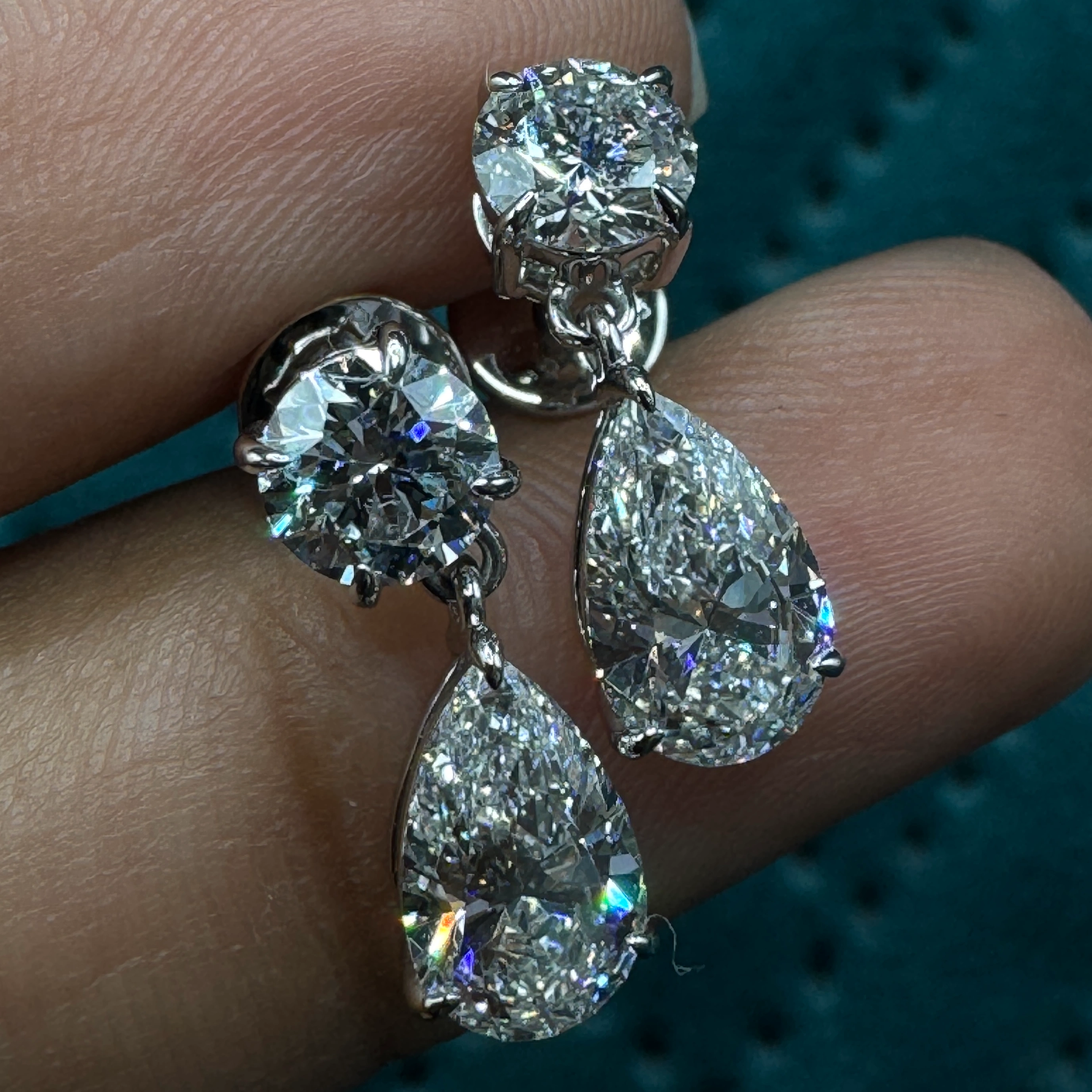 Pear & Round Lab Grown Diamond Earrings in PT950 Platinum for Women view 8