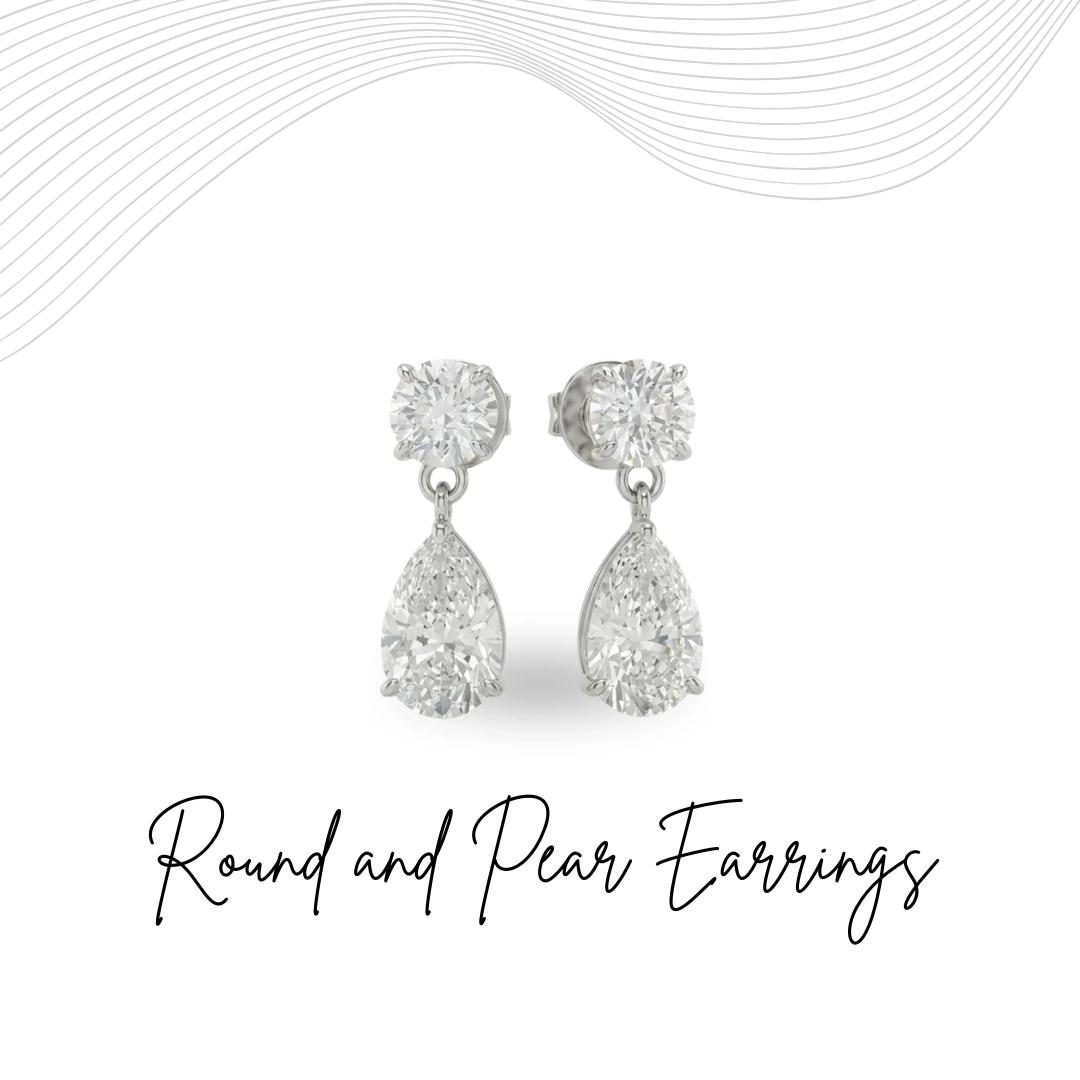 Pear & Round Lab Grown Diamond Earrings in PT950 Platinum for Women