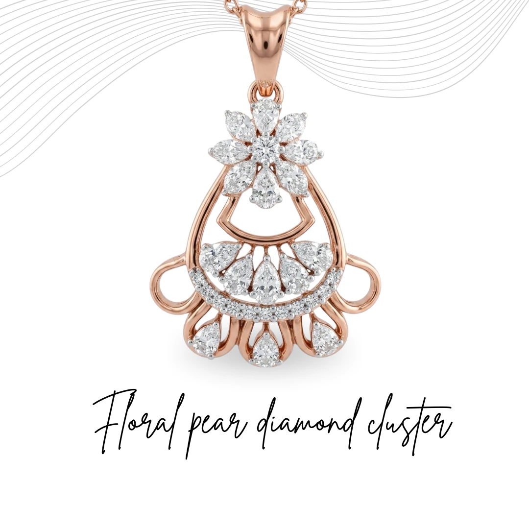 Pear & Round Lab Grown Diamond Pendant with Chain | 0.69 CT | Rose Gold