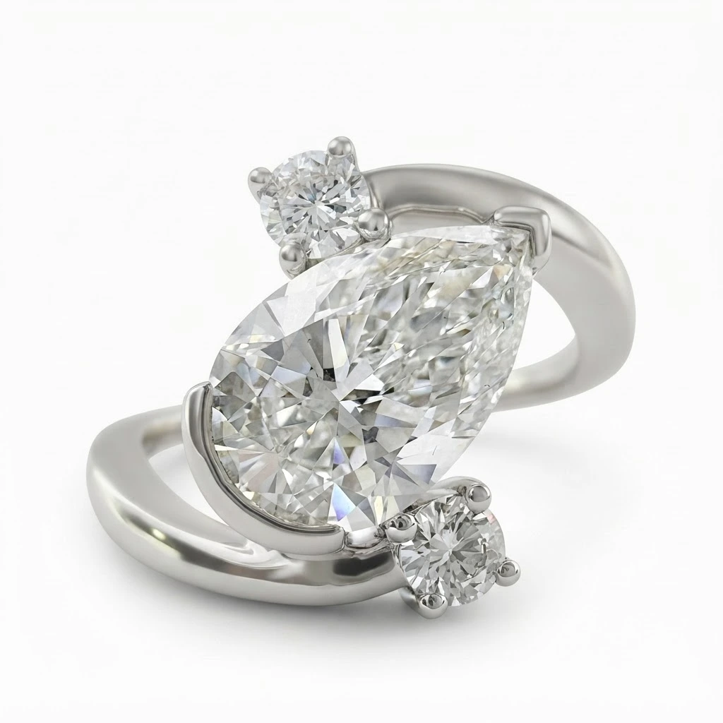 Pear & Round Lab Grown Diamond Ring | PT950 Platinum | IGI Certified view 3
