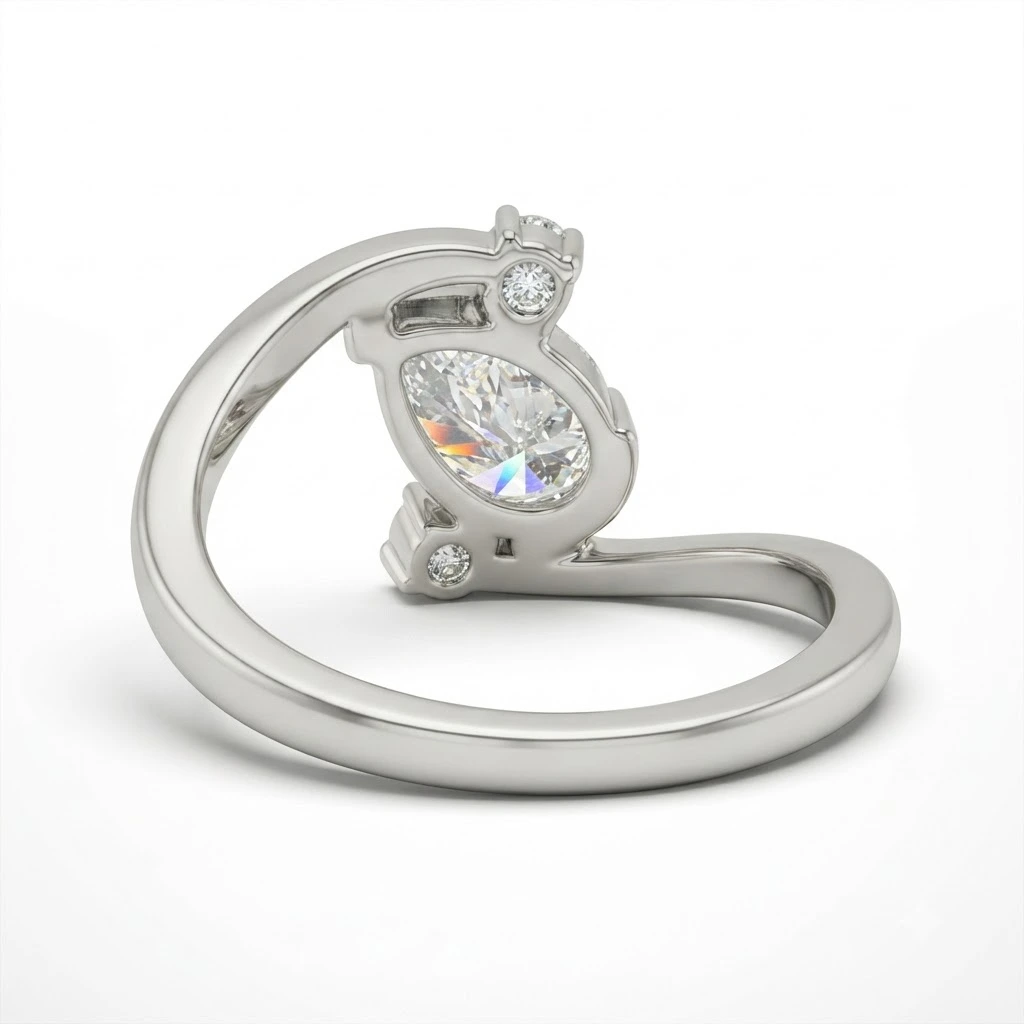 Pear & Round Lab Grown Diamond Ring | PT950 Platinum | IGI Certified view 6