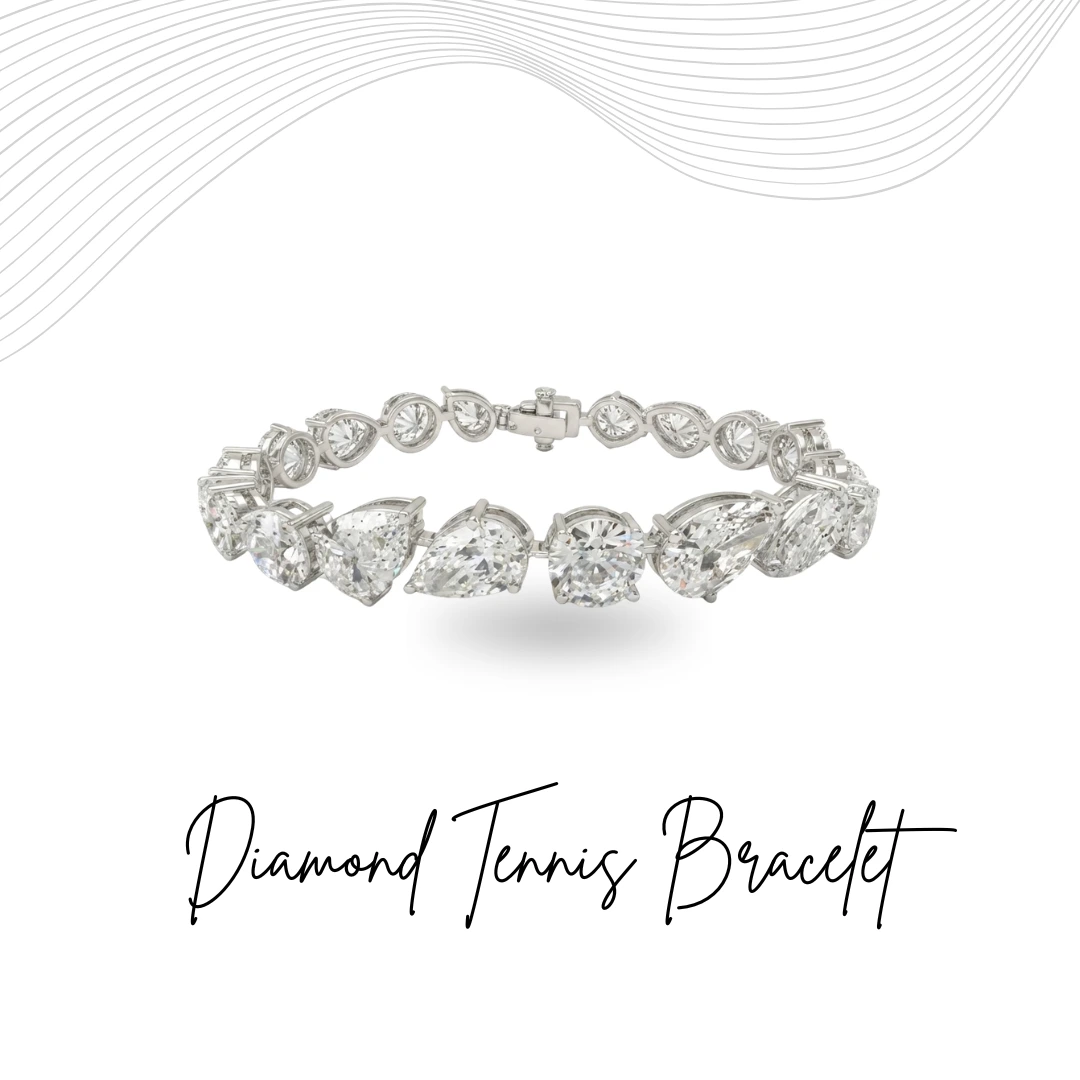Pear & Round Lab Grown Diamond Tennis Bracelet | IGI Certified