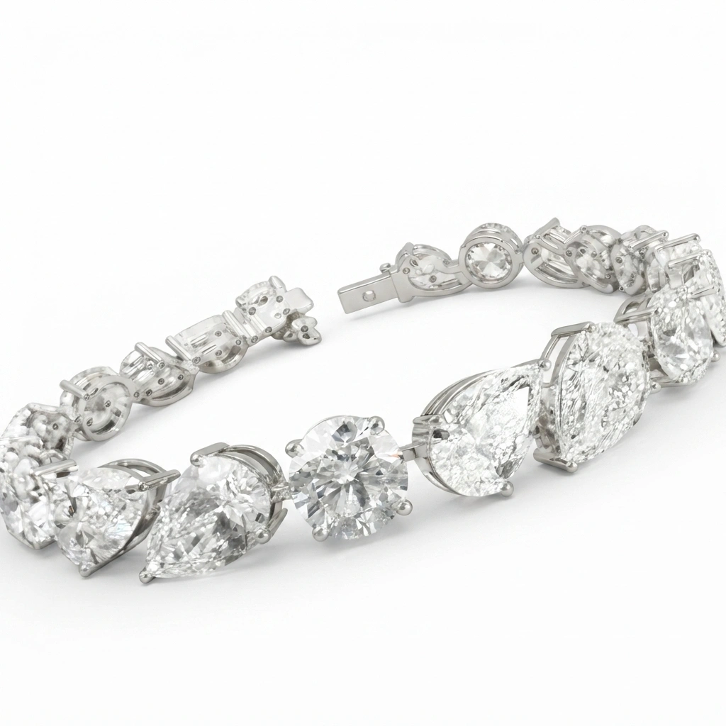 Pear & Round Lab Grown Diamond Tennis Bracelet | IGI Certified view 5