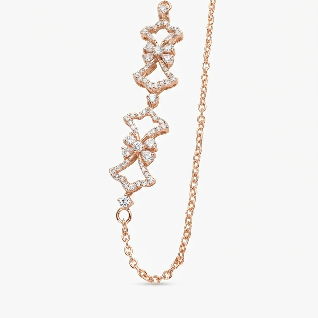Pear and Round Cut Diamond Necklace in Rose Gold | Lab Grown Diamonds view 3