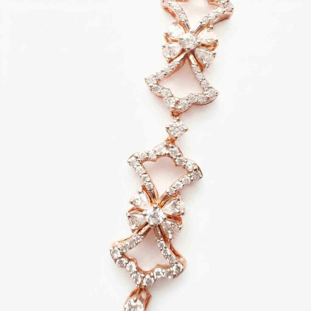 Pear and Round Cut Diamond Necklace in Rose Gold | Lab Grown Diamonds view 4