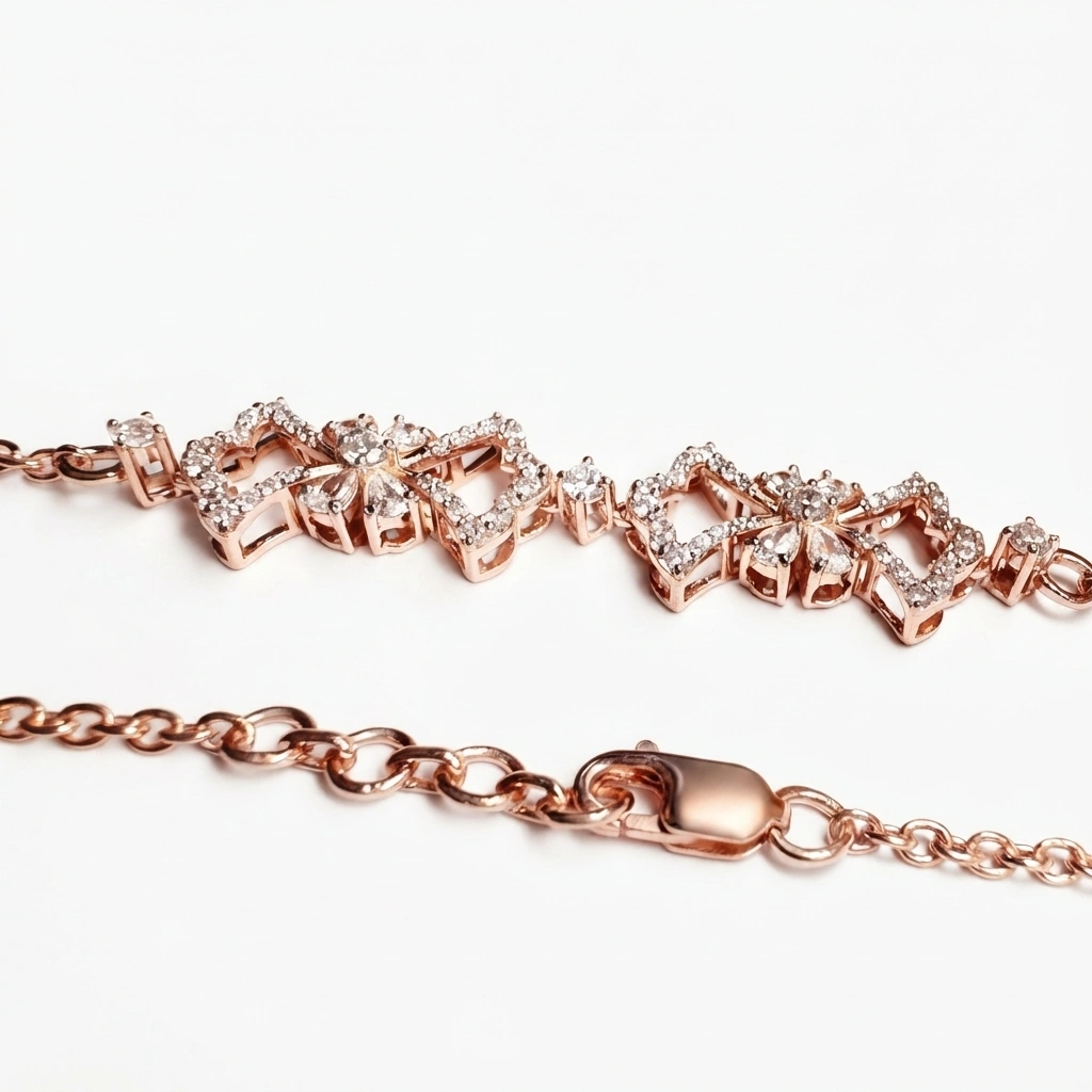 Pear and Round Cut Diamond Necklace in Rose Gold | Lab Grown Diamonds view 5