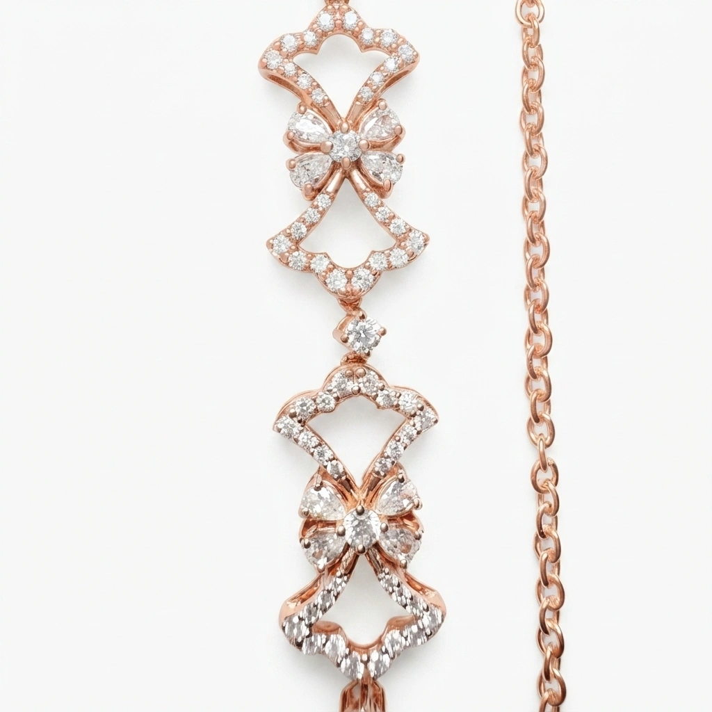 Pear and Round Cut Diamond Necklace in Rose Gold | Lab Grown Diamonds view 7