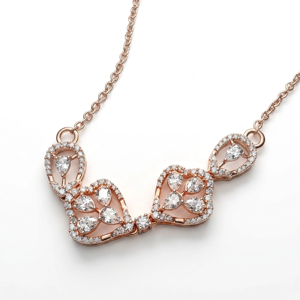 Pear and Round Lab Grown Diamond Necklace | IGI Certified view 3