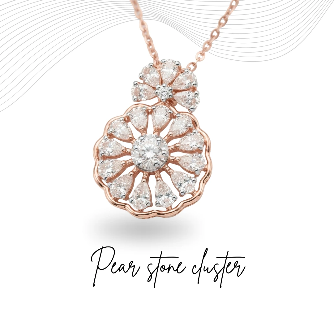 Pear and Round Lab Grown Diamond Pendant with Chain | IGI Certified