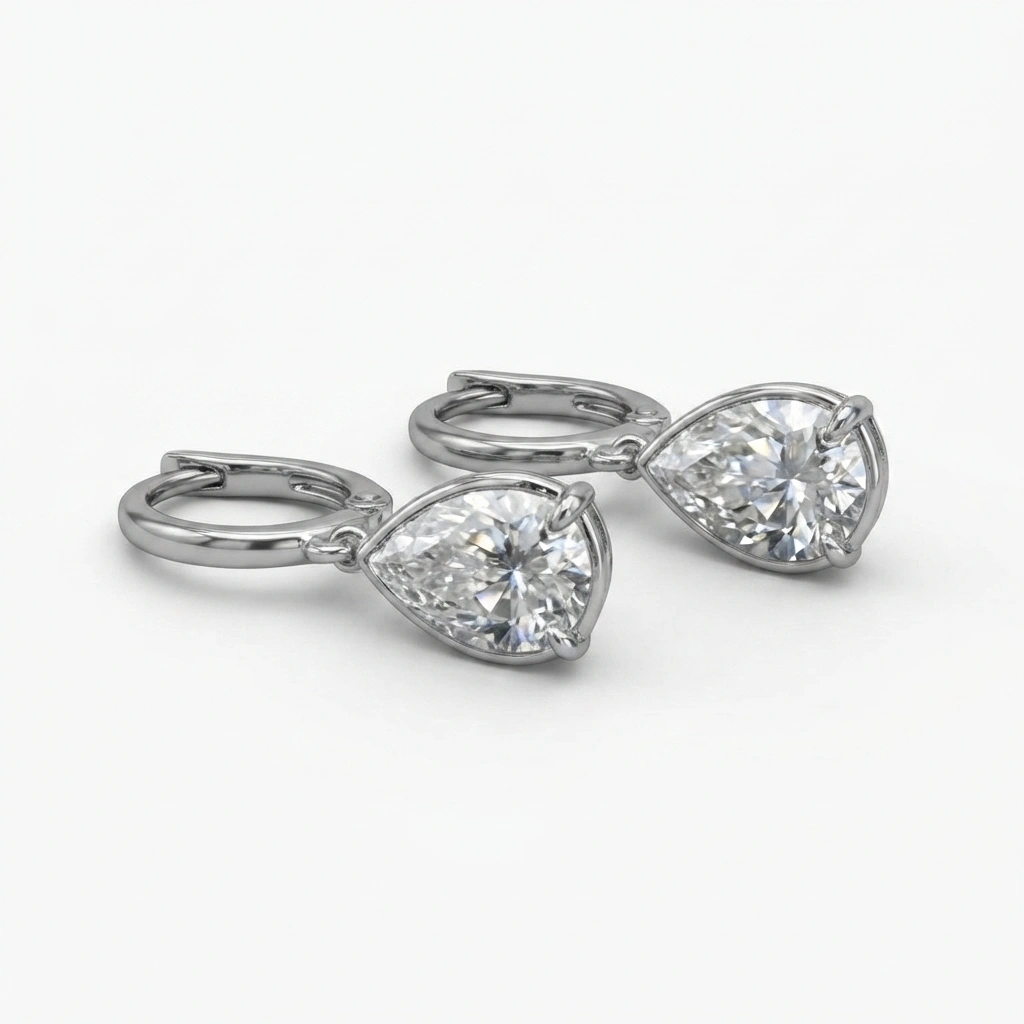 Pear Cut Diamond Drop Earrings in PT950 Platinum | IGI Certified view 4