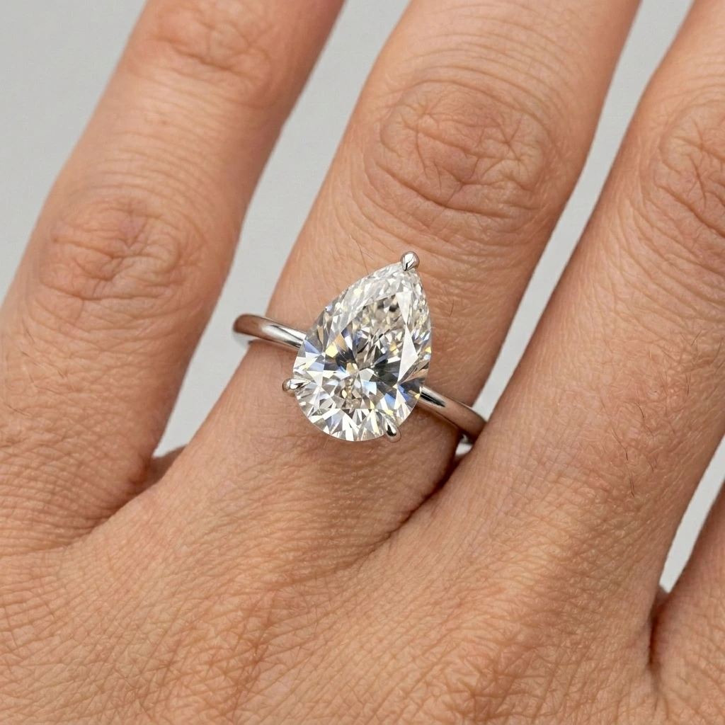 Pear Cut Diamond Pavé Ring | Lab Grown Diamond | IGI Certified view 5