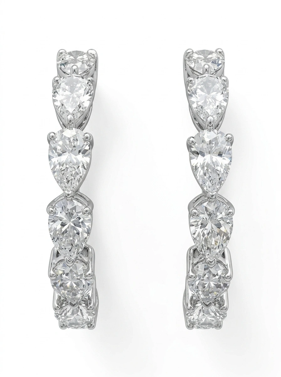 Pear Cut Diamond Solitaire Earrings in PT950 Platinum | IGI Certified view 3