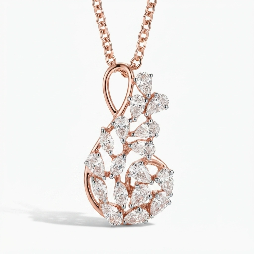 Pear Cut Lab Grown Diamond Pendant | 0.80 CT | Rose Gold view 3