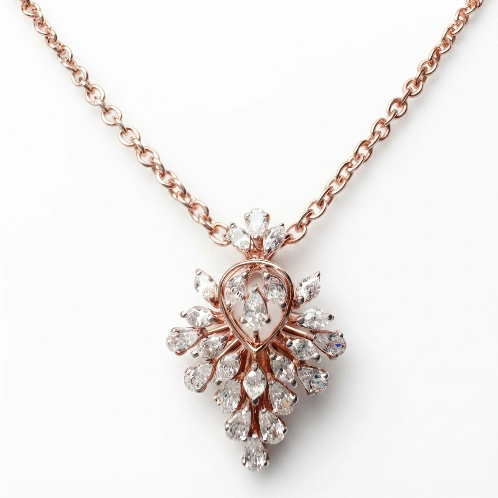 Pear Cut Lab Grown Diamond Pendant in Rose Gold | IGI view 5