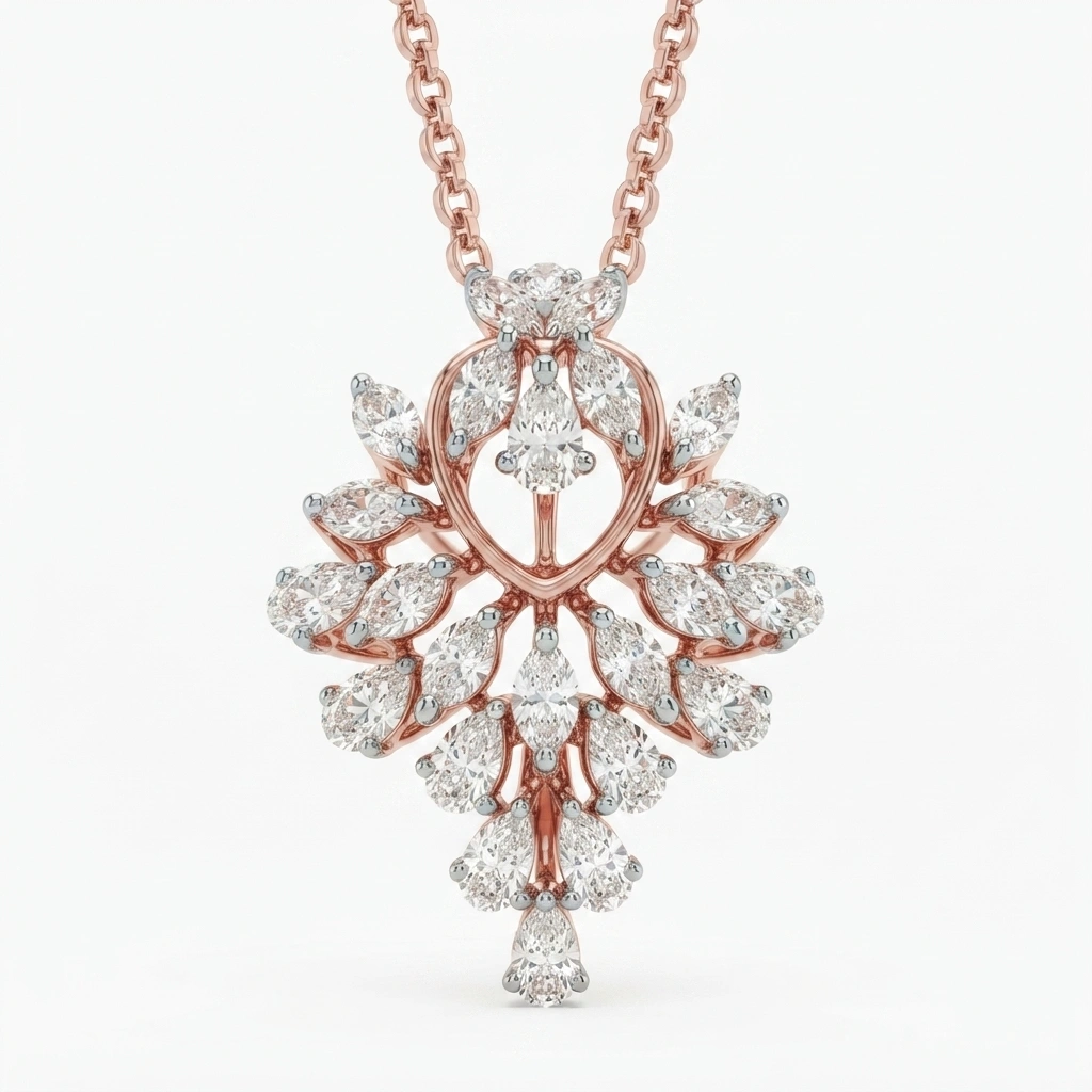 Pear Cut Lab Grown Diamond Pendant in Rose Gold | IGI view 6