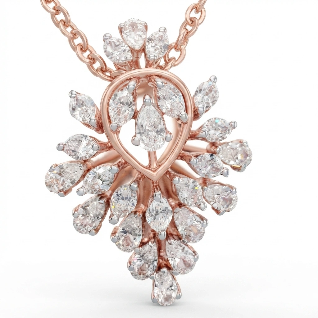 Pear Cut Lab Grown Diamond Pendant in Rose Gold | IGI view 7