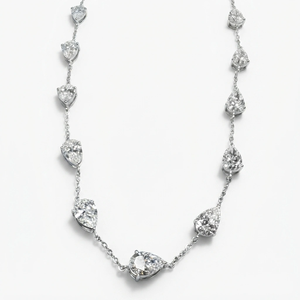 Pear-Cut Lab-Grown Diamond Tennis Necklace for Women view 3