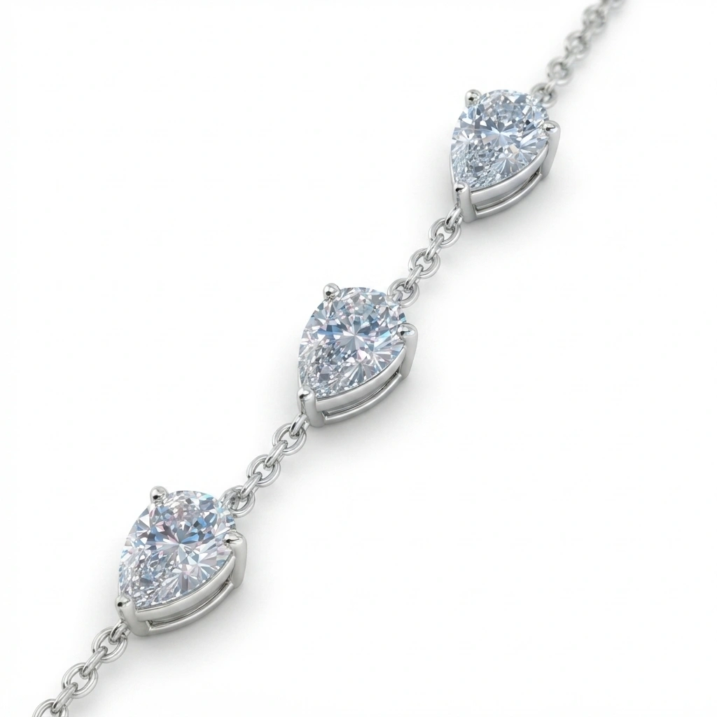 Pear-Cut Lab-Grown Diamond Tennis Necklace for Women view 4