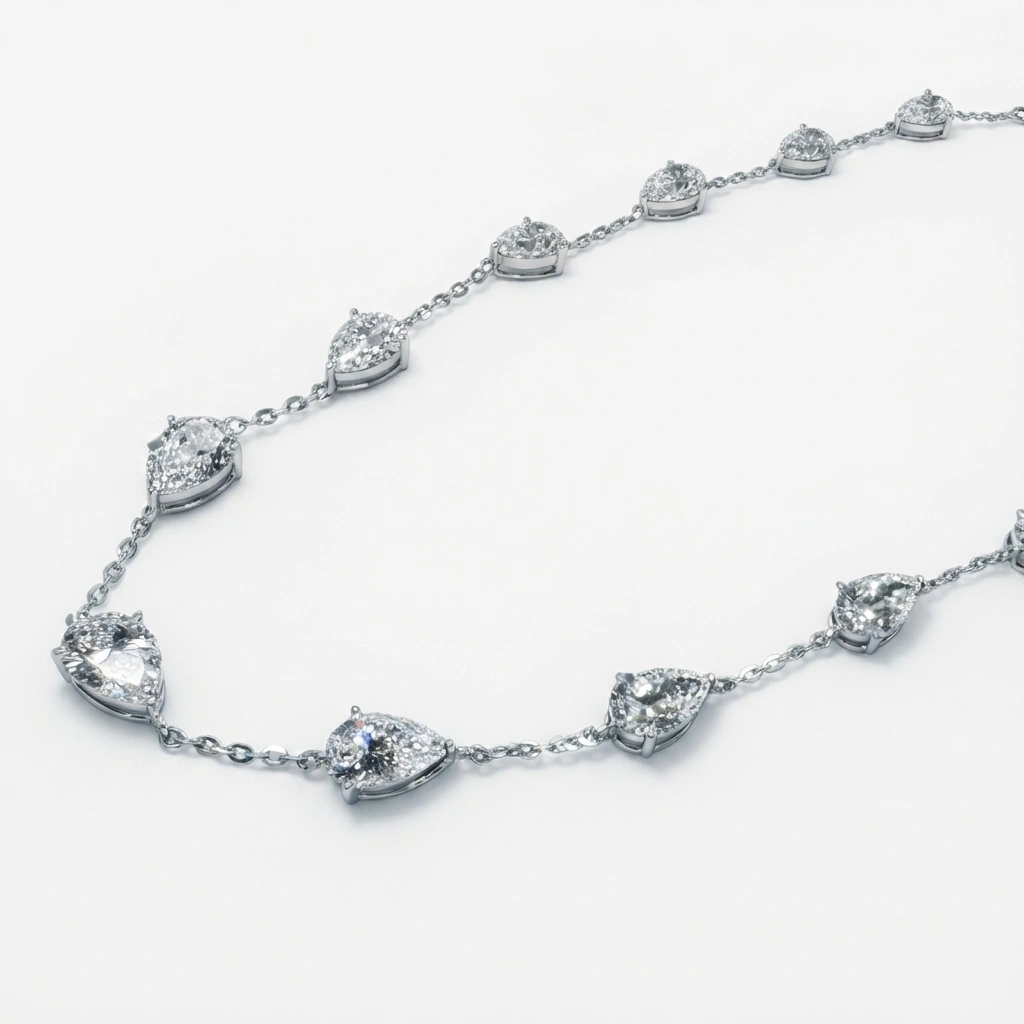 Pear-Cut Lab-Grown Diamond Tennis Necklace for Women view 5