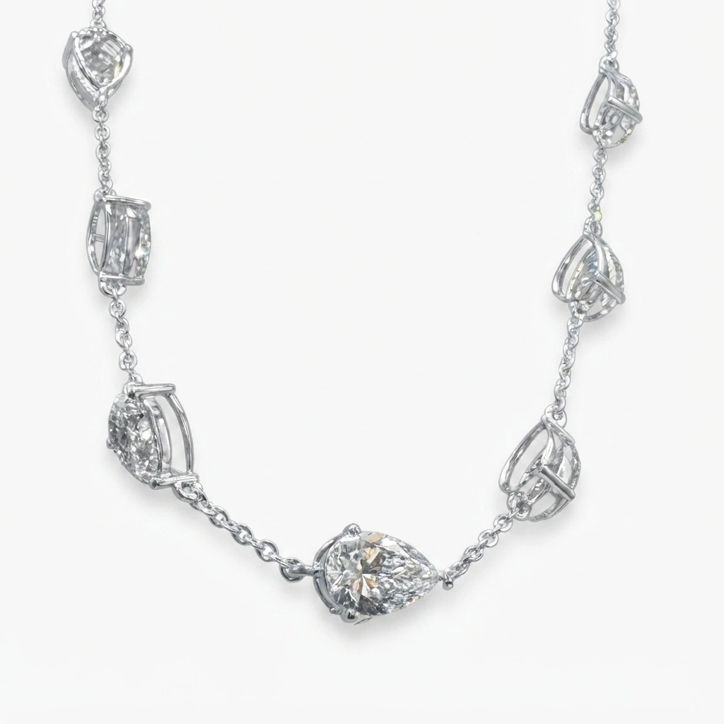 Pear-Cut Lab-Grown Diamond Tennis Necklace for Women view 6