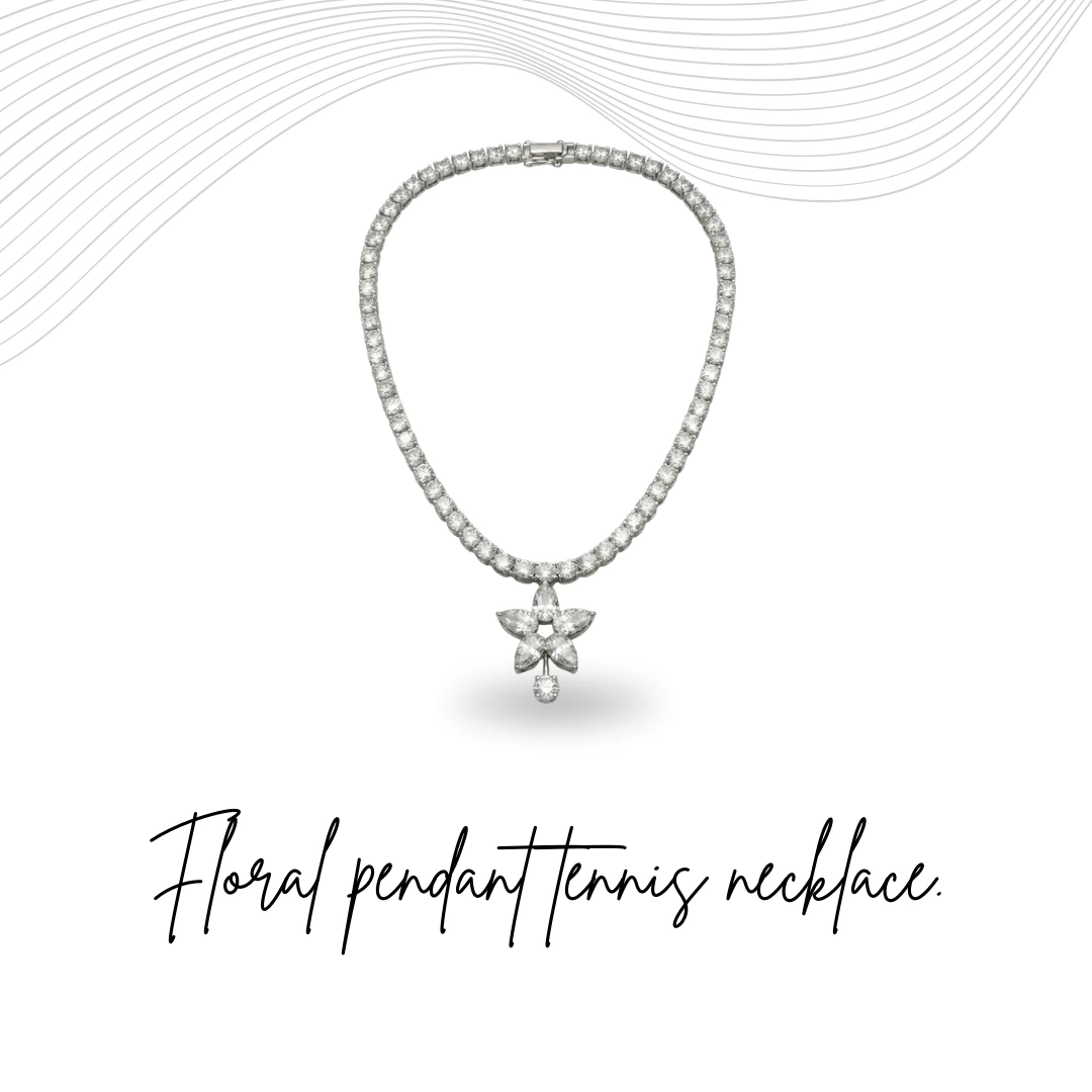 Pear Diamond Flower Necklace | Lab Grown Diamond | IGI Certified