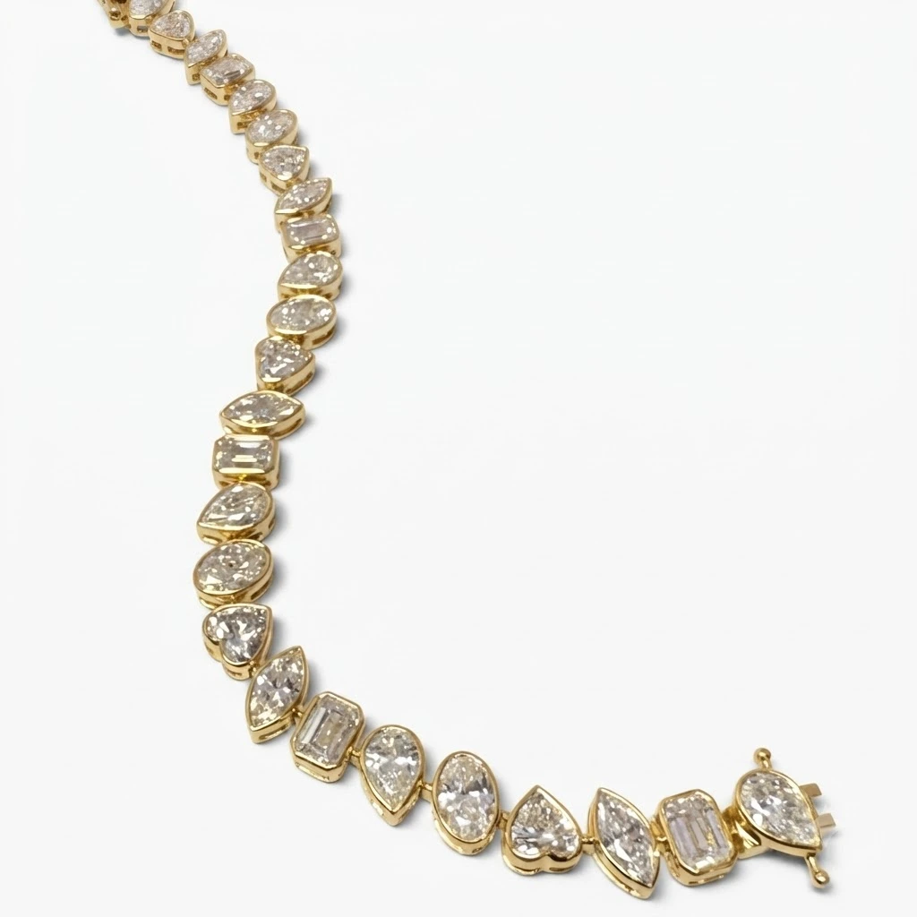 Pear Oval Emerald Heart Marquise Bracelet | Yellow Gold | IGI Certified view 4