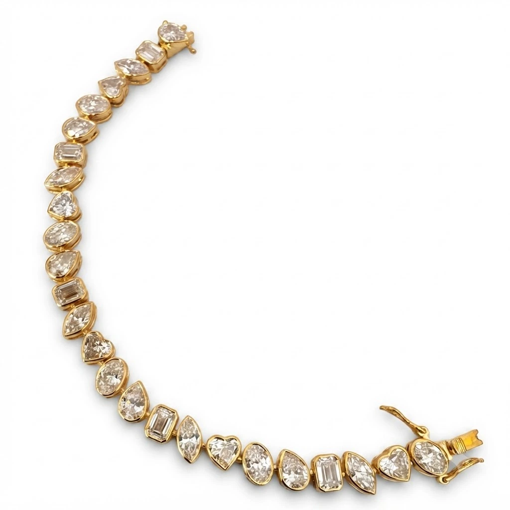 Pear Oval Emerald Heart Marquise Bracelet | Yellow Gold | IGI Certified view 5