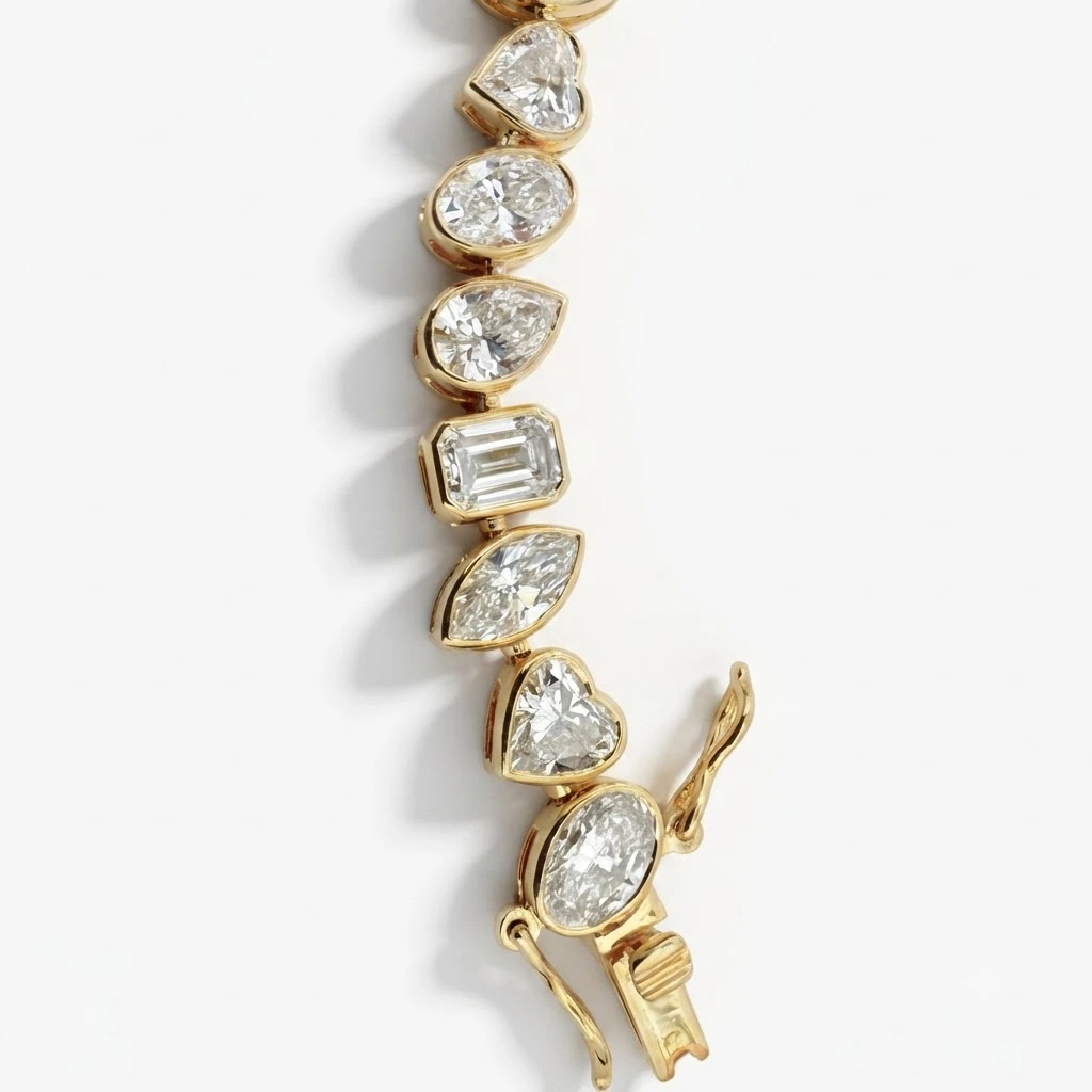 Pear Oval Emerald Heart Marquise Bracelet | Yellow Gold | IGI Certified view 6