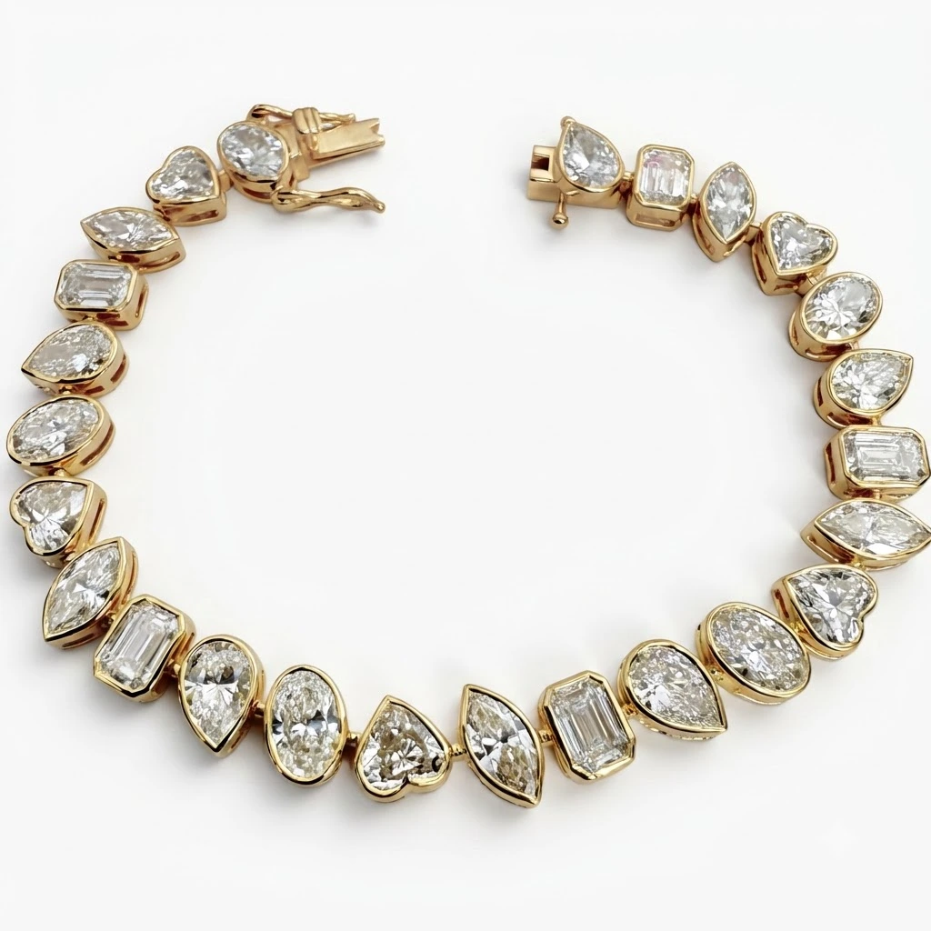 Pear Oval Emerald Heart Marquise Bracelet | Yellow Gold | IGI Certified view 7